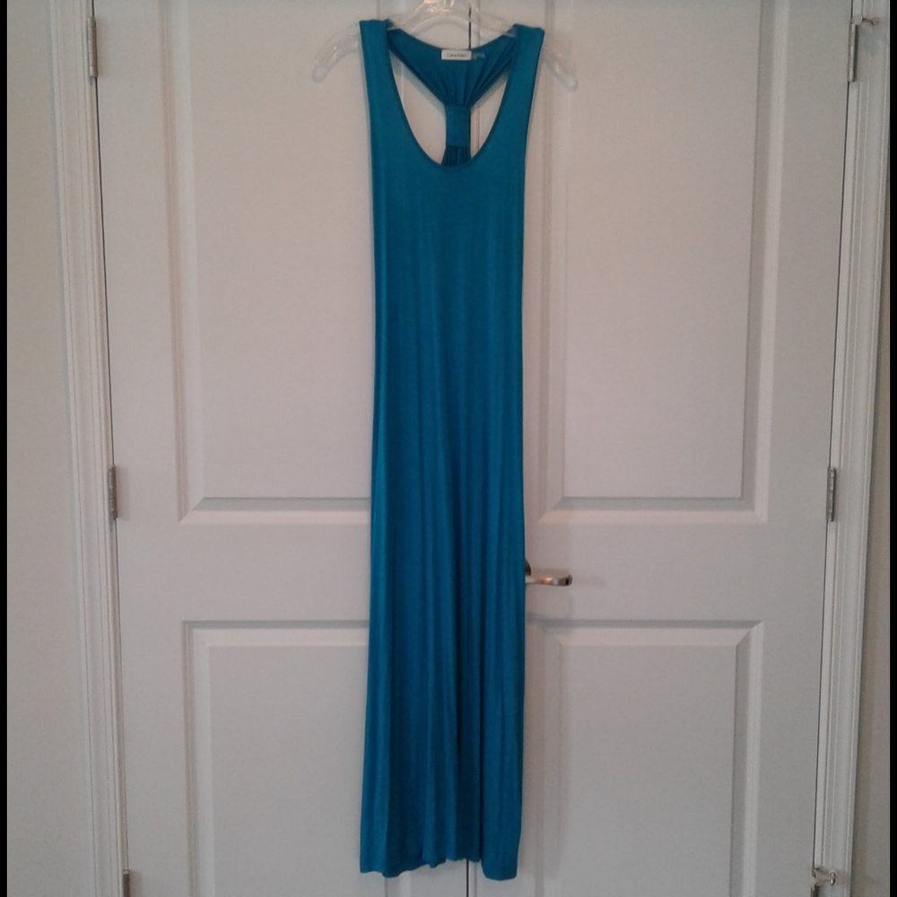 Cakvin Klein Racerback Maxi Lagoon Blue Dress